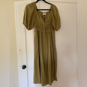 Olive green midi dress!